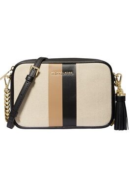 NWT Michael Kors Black & Camel Crossbody Camera Bag